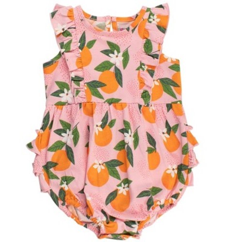 RuffleButts Infant Knit Sleeveless Waterfall Romper - Orange You The Sweetest, 6-12m