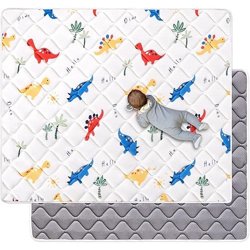 Odorless Premium Foam Baby Play Mat 50" x 50", Soft Microfiber Fabric Crawling Mat for Floor- Comfortable and Hypoallergenic, Non-Slip Cushioned Floor Playpen mat for Infants,Babies,Toddlers