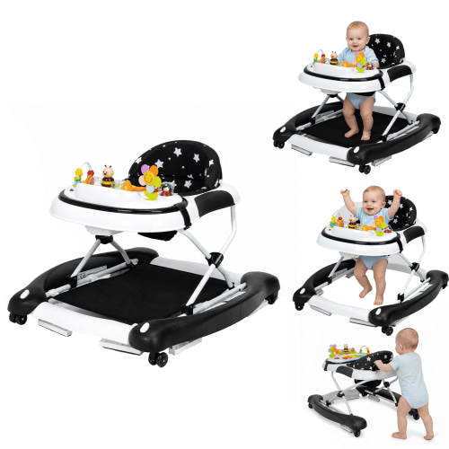 suihuooo 5 in 1 Baby Walker With Music and Bouncer for Boy Girls 6-18 Months,Black Star