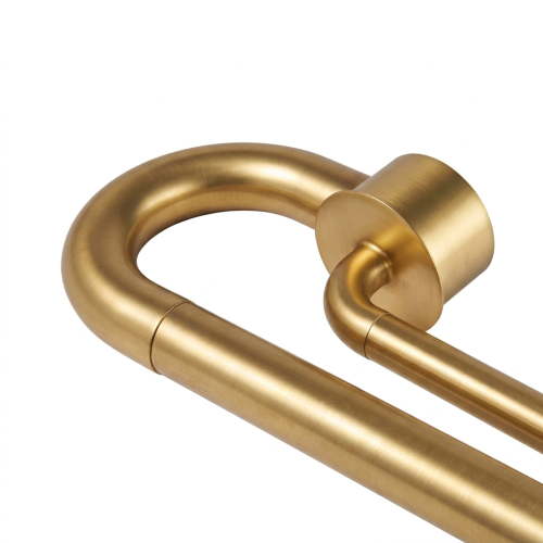 Better Homes & Gardens 1” and 5/8" Brass Swooping Adjustable Double Curtain Rod Set, 32-120”