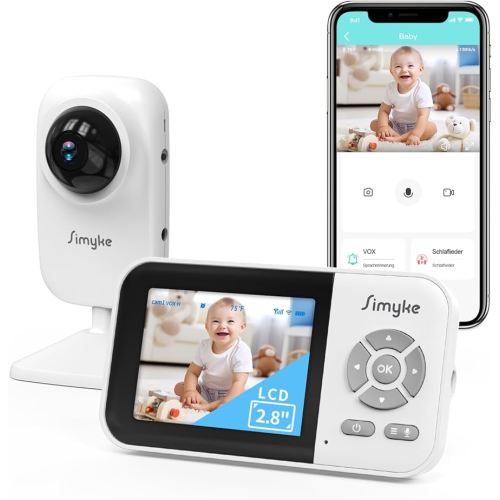 Video Baby Monitor with Camera No WiFi 1200ft Long Range, 2.8" Plug & Play Diaplay, Auto Night Vision, 5 Lullabies Portable Baby Sound Monitor, Baby Room Use, for Baby/Elderly