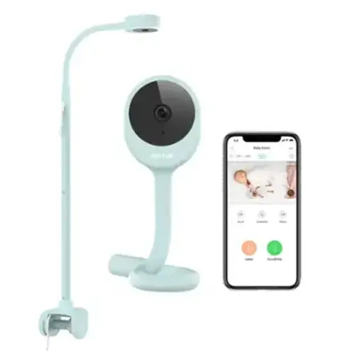 Peekababy - Baby Monitor with Camera & Audio, Wireless, 4-in-1 Crib Mount, Smart App, Sleep Tracking & Two-Way Talk - Blue