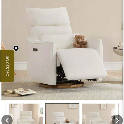 Janice Power Swivel Nursery Glider Recliner with Power Headrest