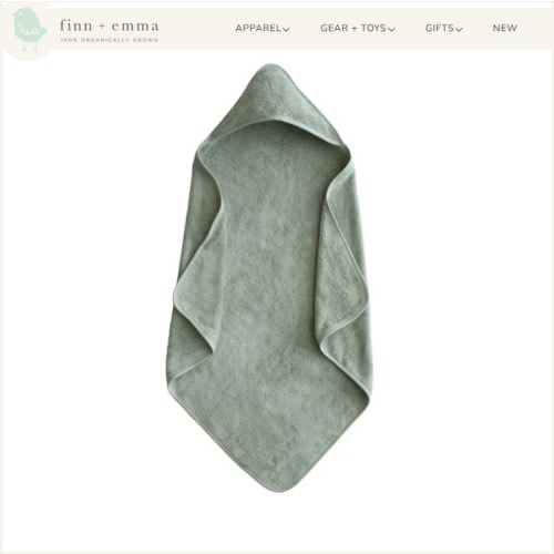 Organic Cotton Baby Hooded Towel (Moss)