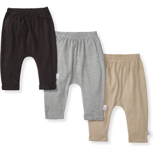 Burt's Bees Baby Unisex Knit Jogger Pants, 3-Pack - Ash 12M