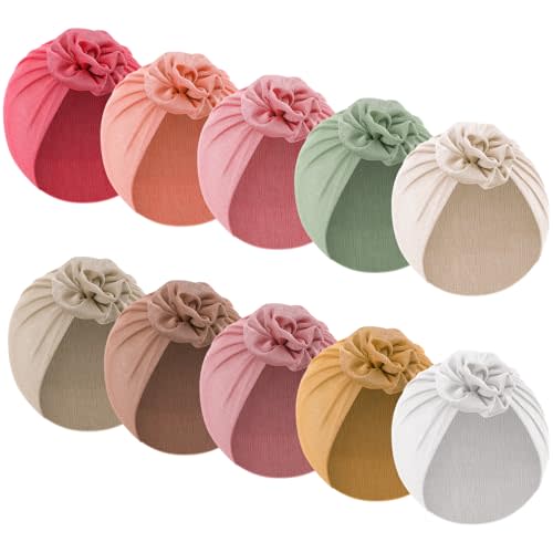 Velmitten 10 Pcs Preemie Hats Cotton Preemie Caps Bows Turban Premature Baby Boys Girls Hospital NICU Hat