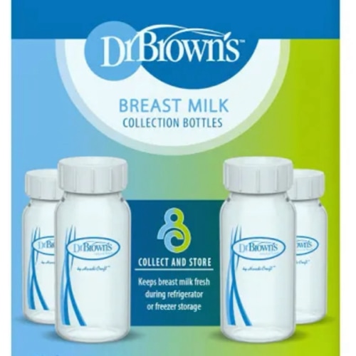 Dr. Brown's Breast Milk Collection Bottles with Storage Caps, Breast Pumps Compatible, Collect, Store, and Keep Milk Fresh, BPA Free – 4-Pack