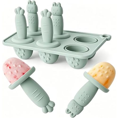 ROCCED Silicone Popsicle Molds for Toddlers, Baby Ice Pop Maker-Sage