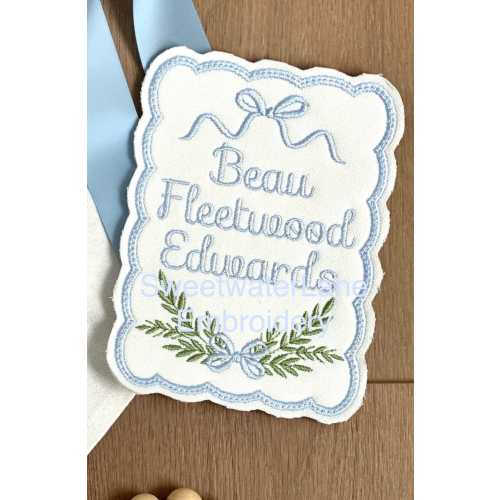 Embroidered Custom Baby Hospital Bassinet Name Announcement Tag Banner Sign