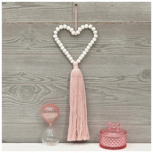 Beaded Heart With Tassel Wall Decor