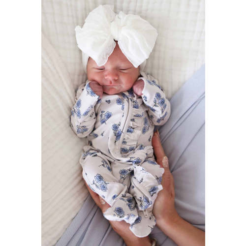 Sapphire Garden Ruffle Zipper Footie