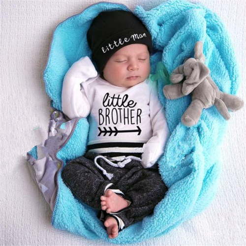 Izhansean Newborn Infant Baby Boy Little Brother Long Sleeve Romper Pant Outfits Clothes Little Brother 12-18 Months