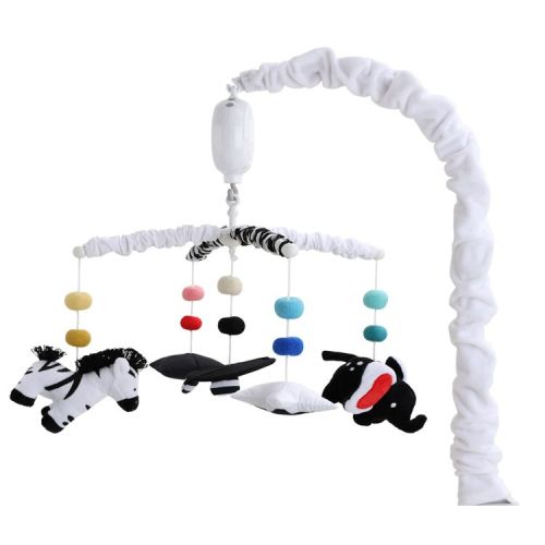 The Peanutshell Montessori Neutral Musical Crib Mobile for Baby Boys and Girls, Black and White