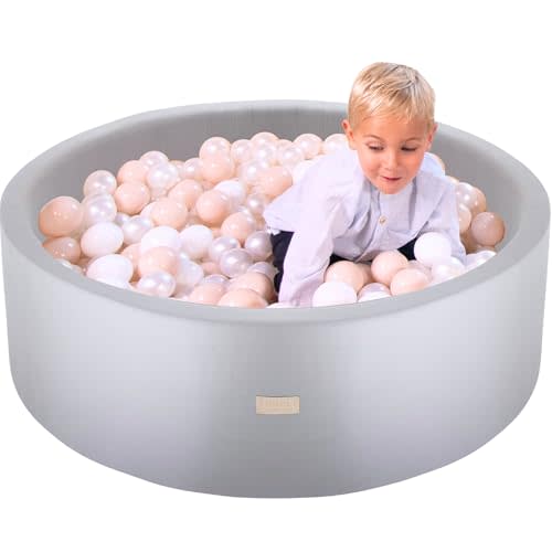 Toodly Ball Pit for Toddlers and Babies 35.5 in - Soft Foam Baby Ball Pit - Durable Ball Pit for Babies - Soft Feel Ball Pits for Toddlers 1-3 - Foam Ball Pit for Toddlers Balls NOT Included - Grey