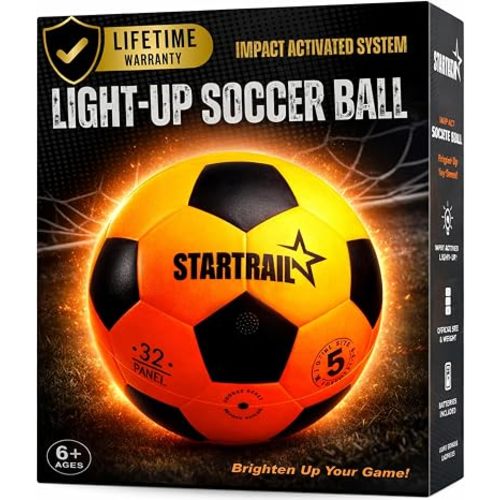 Light Up Soccer Ball, Glow in the Dark Ball NO 5, Soccer Gifts for Boys 8-12, 12-14 Year Old, Kids & Teens Gift Ideas, Sports Toys for Boy & Girl Ages 8 9 10 11 12 13 14 15, Glowing Outdoor Activity
