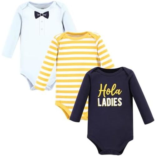 Hudson Baby baby-boys Cotton Long-sleeve Bodysuits 3-pack