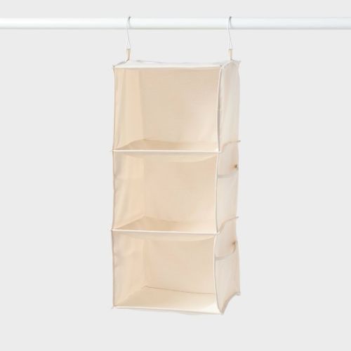 Hanging Closet 3 Shelf with Side Pockets Ivory - Brightroom™