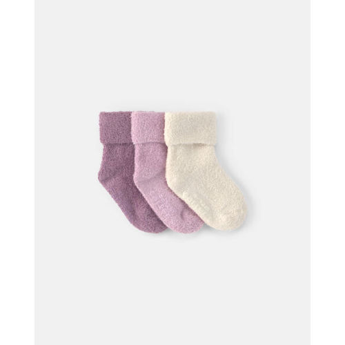 Baby Girl 3-Pack Baby Booties - Purple/Cream | Carter's