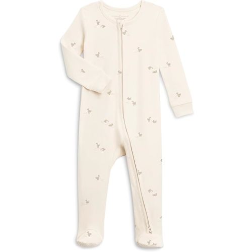Colored Organics Baby Zip-Up Footed Sleeper with 2-Way Zipper - Newborn Organic Cotton Pajamas