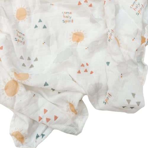 Come Holy Spirit Catholic Baby Muslin Cotton Swaddle Blanket | Soft & Luxury Newborn Essentials for Girls and Boys | 47" X 47"