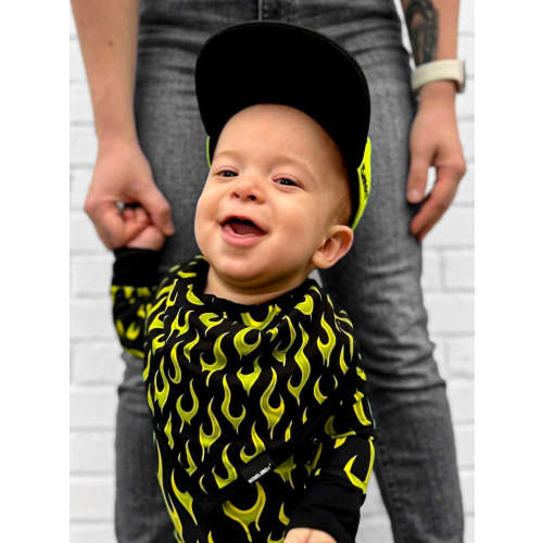 Bamboo Bandana Bib in Radioactive Fuego