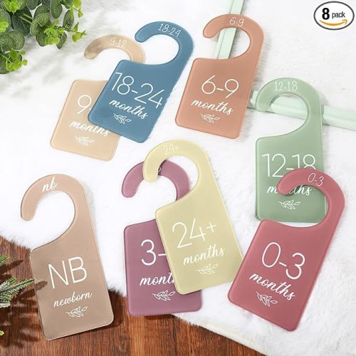 Whaline Acrylic Baby Closet Dividers Boho Hanging Acrylic Clothes Dividers Baby Closet Organizers Thicken Baby Wardrobe Organizers for Home Nursery Supplies, 6.7 x 3 Inch, 8Pcs