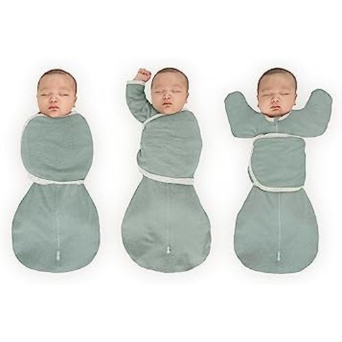 SwaddleDesigns 6-way Omni Swaddle Sack Arms Up Swaddle for Newborn, More Options to Calm Startle Reflex, Improves Sleep, Easy Transition Baby Sleep Sack, Small, 0-3 month, Heathered Jadeite