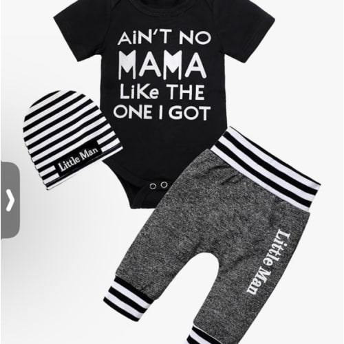 Fommy Newborn Baby Boy Clothes New to The Crew Letter Print Romper+ Pants+Hat 3PCS Outfit