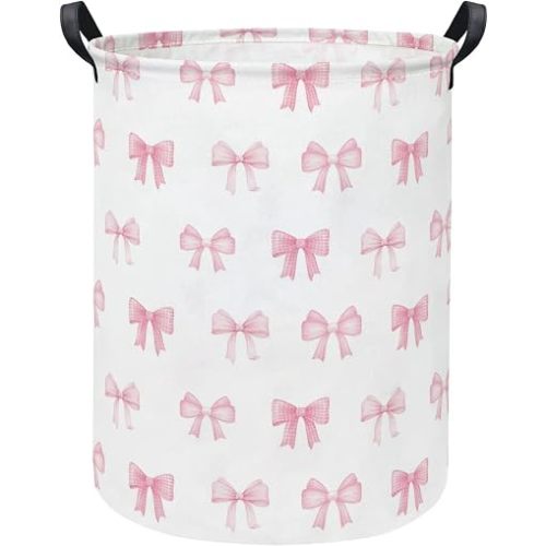 Baby Laundry Hamper kids laundry Basket Waterproof Storage Bin for Bedroom Clothes Organizer Basket Woodland Animals Room Décor(Bowknot)
