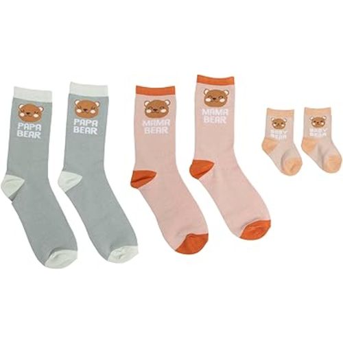 Pearhead Family Matching Bear Sock Set, Mom Dad And Baby
