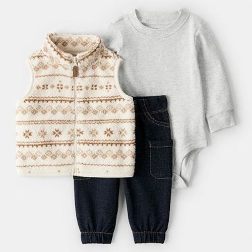 Baby Boy Carter's 3-pc. Fair Isle Fleece Vest, Long Sleeve Bodysuit & Pants Set