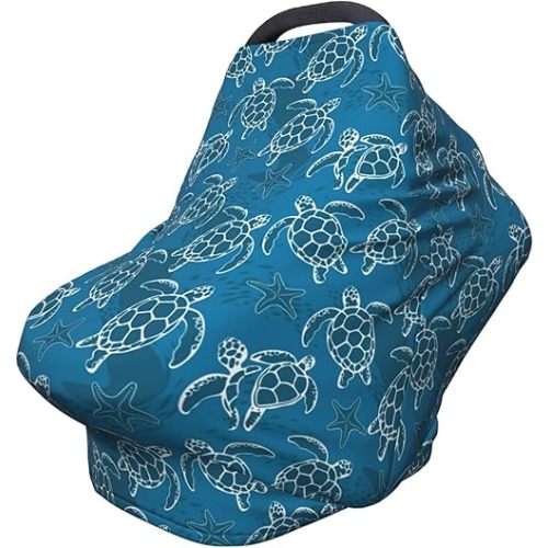 Turtle Car Seat Canopy, Baby Breastfeeding Cover, Multi Use Baby Stroller and Carseat Cover, Boys and Girls Shower Gifts
