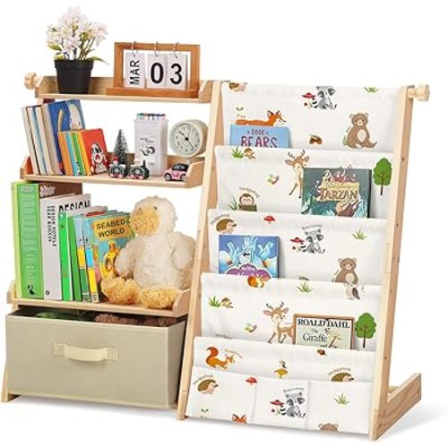 Kids Bookshelf and Toy Storage Organizer