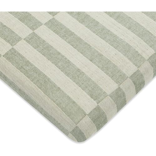 Babyletto 100% Organic Cotton All-Stages® Midi Crib Sheet, GOTS-Certified, Fitted 360°, Ultra-Soft and Breathable Muslin - Moss Green Offset Stripe