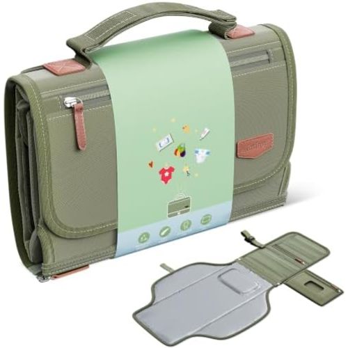 Alatino Portable Diaper Changing Pad, Wipe Clean, Large 25x22,Army Green