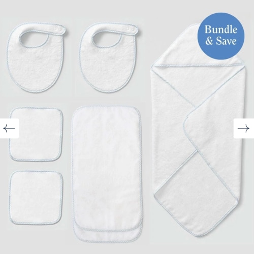 Weezie Towels Baby Shower Bundle (7 pieces) Color: Light Blue Gingham on White