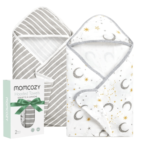 Momcozy Baby Towels, Soft Absorbent Bath Towel for Newborn&Toddler,Sky
