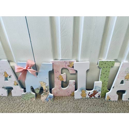 Handmade Winnie the Pooh Nursery Letters: Custom Name Sign - Baby shower gift- Classic Pooh baby name