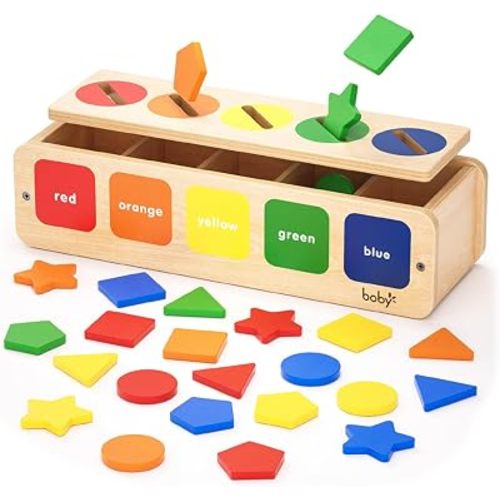 Dailyfunn Montessori Toys Color&Shape Sorting Learning Matching Box for Baby Toddlers 1-3 Year Old