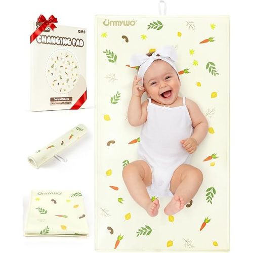 Baby Portable Diaper Changing Pad - Waterproof & Wipeable Changing Mat with PU Leather - Soft Comfortable - Foldable Travel Bag & Camping Mat - Newborn Essentials Must Haves - Baby Shower Gifts