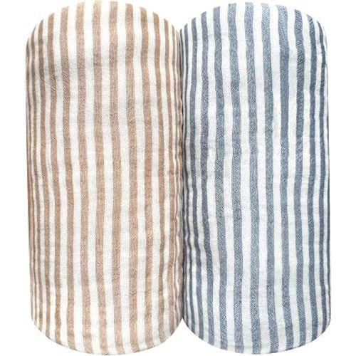 Pack of 2 Striped Muslin Baby Blanket Cotton Swaddle Blankets Boys 43"