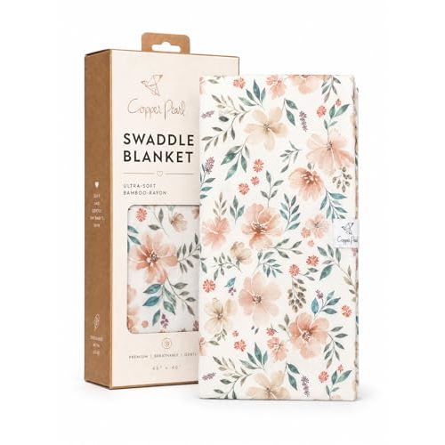 Copper Pearl Swaddle Blankets for Newborns | Soft Stretchy Receiving Blankets for Boys and Girls | Large 46 x 46 Inch Baby Blankets | Lightweight and Breathable Swaddles | Autumn