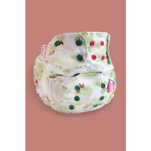 Pocket Cloth Diaper with Athletic Wicking Jersey - Farm