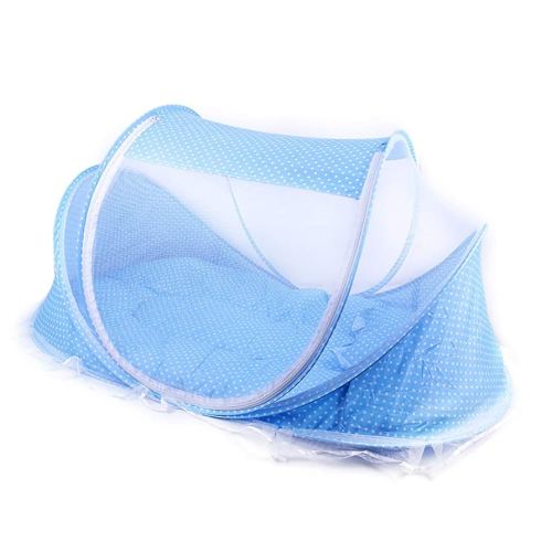 Portable Foldable Baby Bed Net Polyester Newborn Sleep Travel (Sky Blue Green)-Baby for