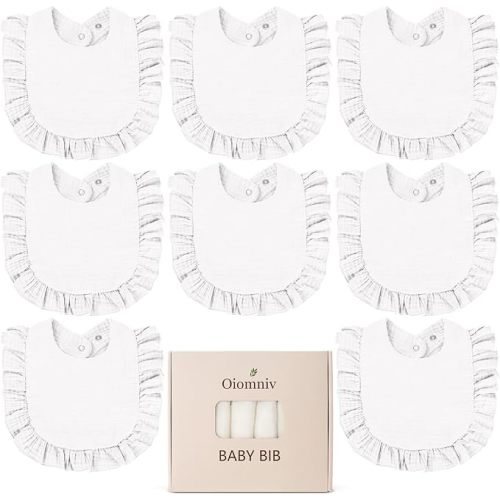 Oiomniv Muslin Baby Bibs, 100% Cotton Bandana Drool Bibs Soft Cotton Adjustable Unisex Newborn, Toddler for Drooling Teething