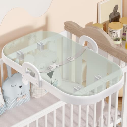 Xaproo Eva Baby Changing Pad, Soft 2-in-1 Changing Pad for Crib & Dresser | Waterproof & Wipeable Diaper Changing Pad, Adjustable Crib Clips, Non-Slip Changing Table with Safety Strap & Side Handles