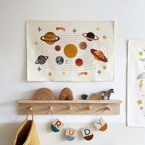 Generic 2PCS Kids Room Wall Decor Canvas Wall Posters Prints World Maps Outer Space Wall Hanging for Nurseries Bedroom Living Room Photography Background Props Decor 31.4''x23.6''