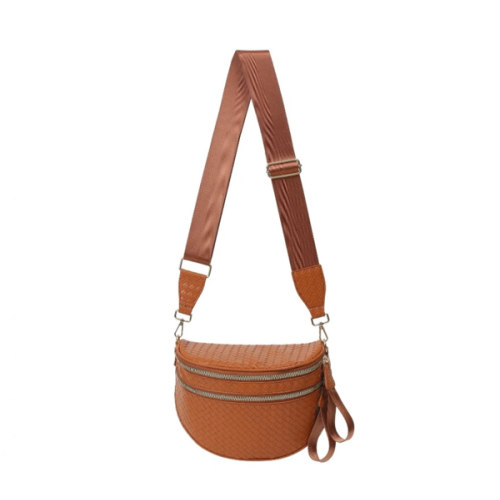 Brown - Woven Leather Bum Bag – Emmafy
