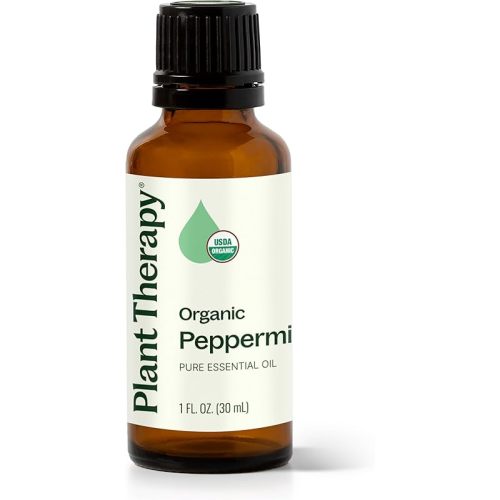 Plant Therapy Organic Peppermint Essential Oil 100% Pure, USDA Certified Organic, Undiluted, Natural Aromatherapy, for Diffusion, Skin, Hair, Therapeutic Grade 30 mL (1 oz)