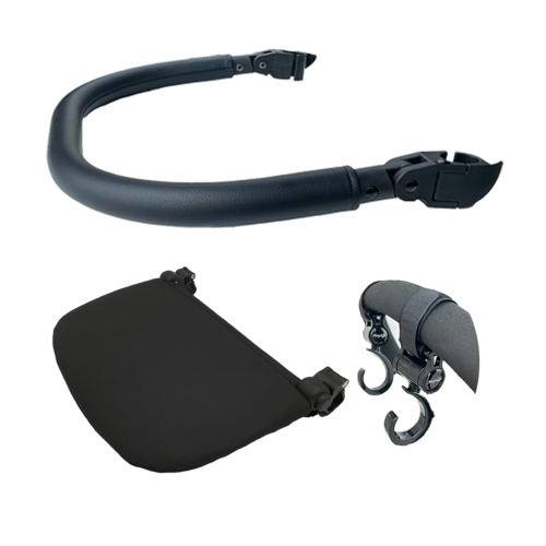 3 pcs/Set Stroller Accessories PU Leather Armrest, Leg Rest Board and Hook Compatible with Babyzen YOYO 2 and YOYO Stroller (Black)